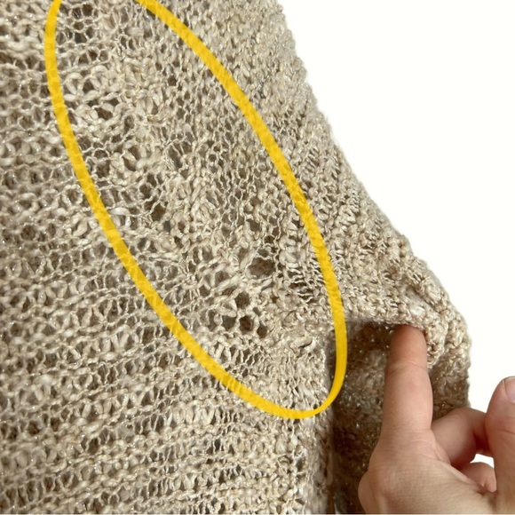 Roz & Ali Oatmeal Tan Chunky Knit Open Front Cardigan Sweater - Picture 14 of 15